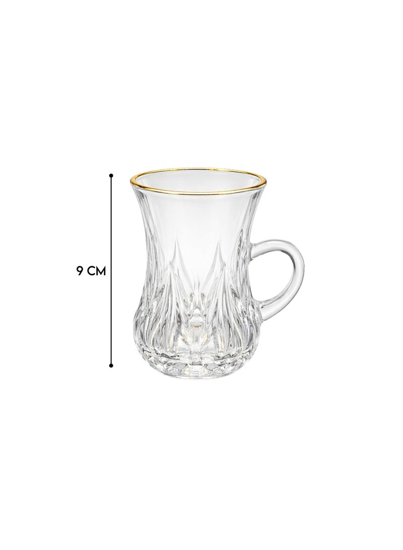 AL-GANNAS 12 Pieces Crystal Tea Glass Set With Golden Edge | | Elegant Clear Crystal Cups for Tea, Hot Drinks & Serving - Image 3